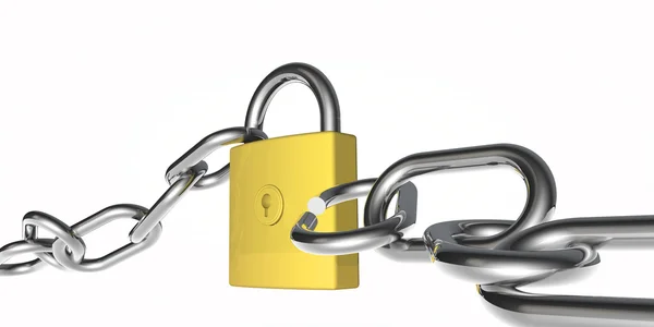 Cadeado e corrente quebrada — Fotografia de Stock