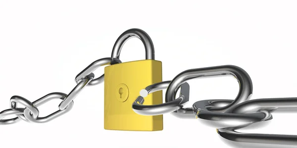 Padlock and broken chain — Stock Photo, Image