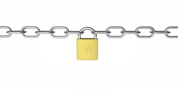 Secure padlock and chain from the front — Stock Photo, Image