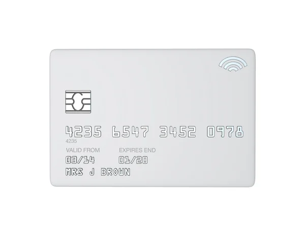 Blank white template for a white credit card — Stock Photo, Image