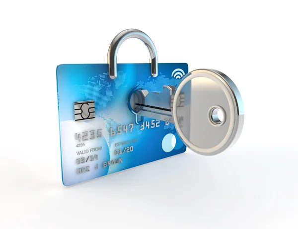 Unlocking a credit card perhaps for credit rating — Stock Photo, Image
