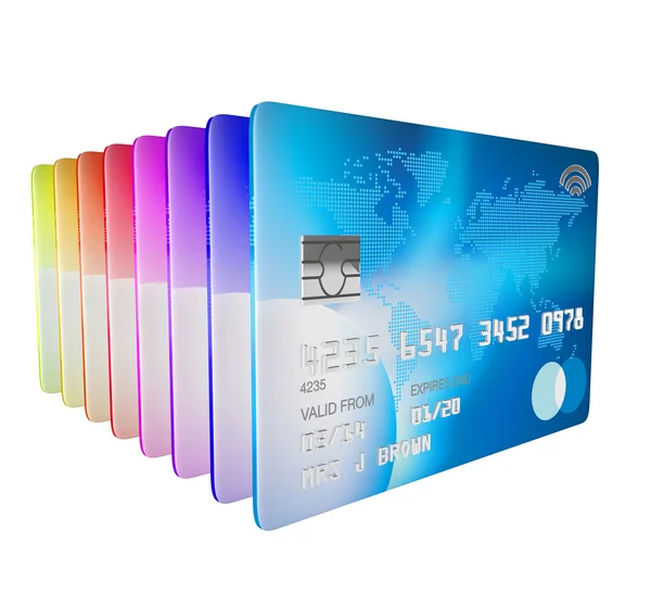 3d render of set of differnt credit cards — Stock Photo, Image