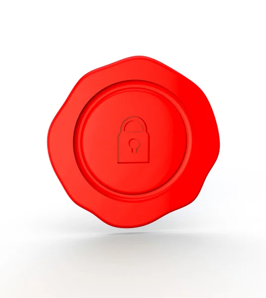 Padlocked secure wax seal red on white — Stock Photo, Image