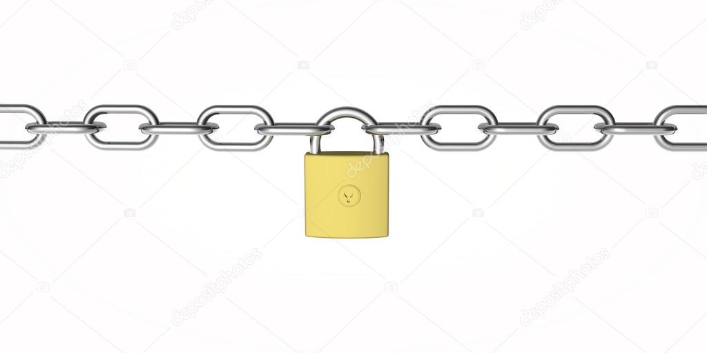 secure padlock and chain from the front