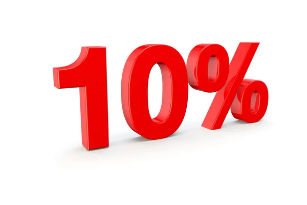 Red symbol or icon with 10 per cent — Stock Photo, Image