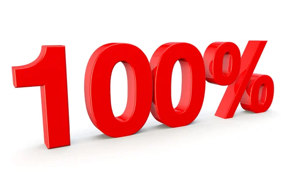 One hundred per cent  number in red on a white background — Stock Photo, Image