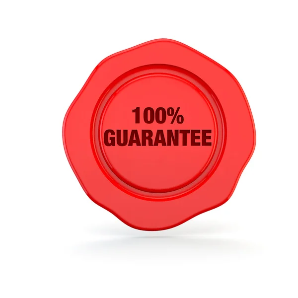 Honderd procent garantie in het rood op een witte achtergrond — Stockfoto