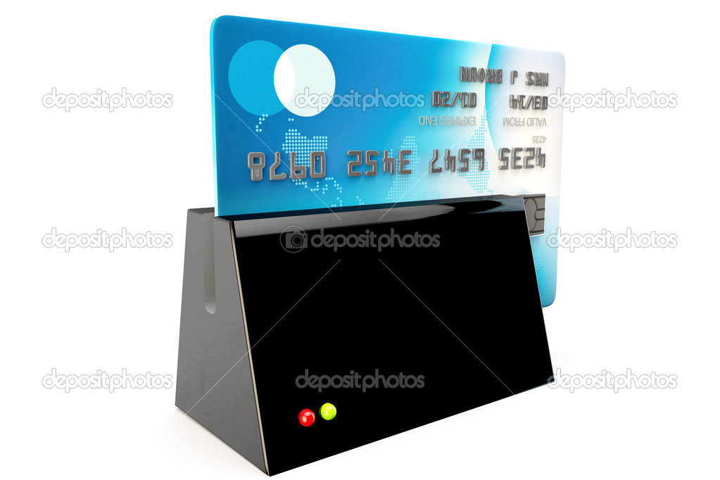 credit card reader, card being security swiped