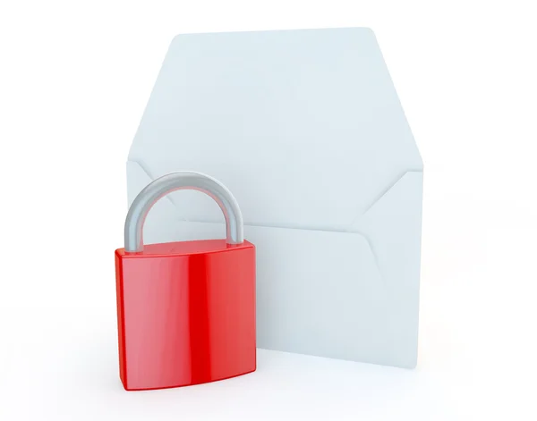 OPEN LETTER WITH A PADLOCK TO REPRESENT POSTAGE SECURITY — Stock Photo, Image