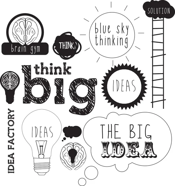 Ideas handdrawn or lettering for idea and innovation concepts — Stock Photo, Image