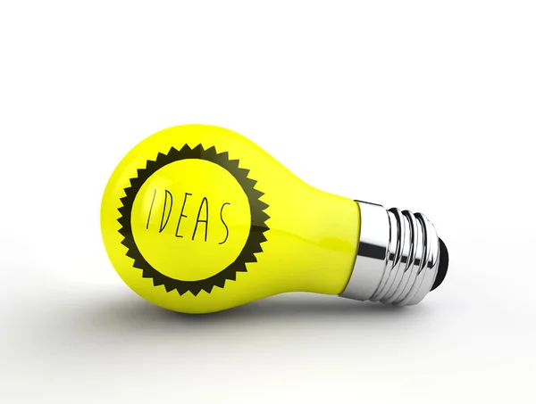 Ideas hand written in thin typography on a lightbulb — Stock Photo, Image