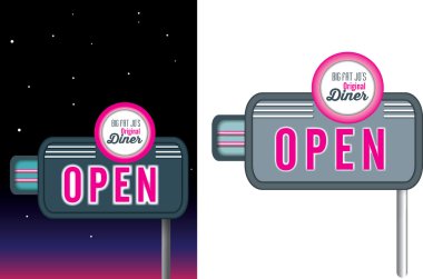 pembe neon tabela diner retro vintage stili