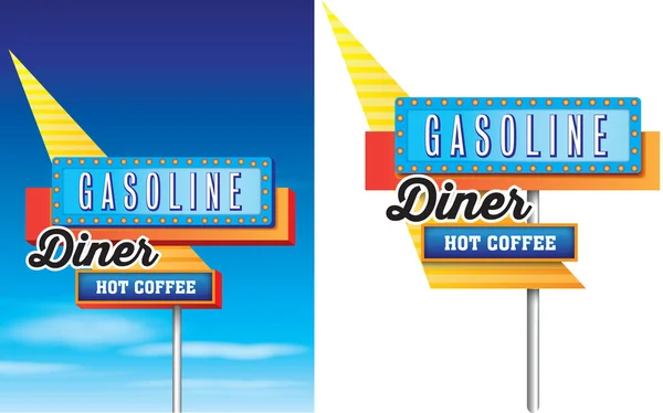Comedor retro vintage, gasolina y café caliente americano carretera s —  Fotos de Stock