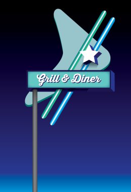 Art deco tarzı retro vintage diner tabela