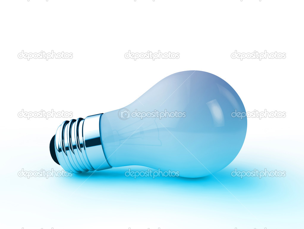 single lightbulb iaolated on white background
