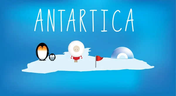 Simple childrens map of antartica with icons — Stock Photo, Image