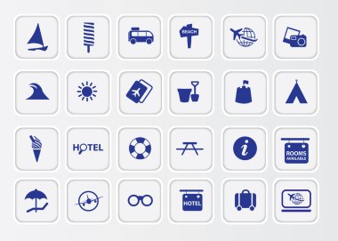 düz renkli tatil, tatil veya plaj simgeler