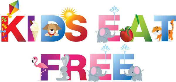 Los niños comen palabra gratis en letra alfabeto infantil —  Fotos de Stock