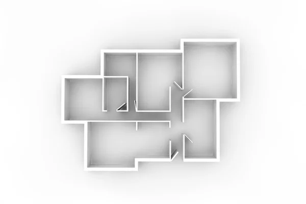Grundriss eines typischen Hauses oder Bürogebäudes von oben — Stockfoto