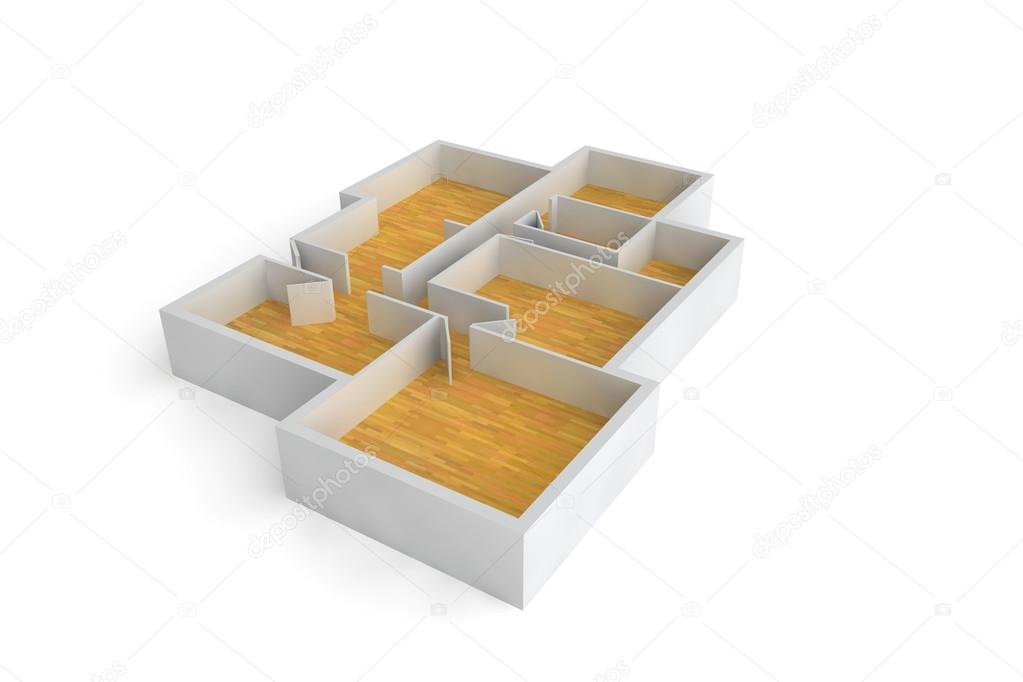 floorplan for a typical house or office building wooden floors