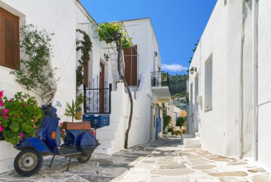 Typical small street in Greece clipart