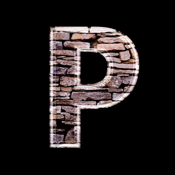 Parete di pietra 3d lettera p — Foto Stock