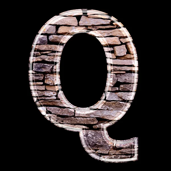 Каменная стена 3d буква q — стоковое фото