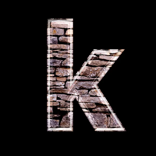 Stone wall 3d letter k — Stock Photo, Image