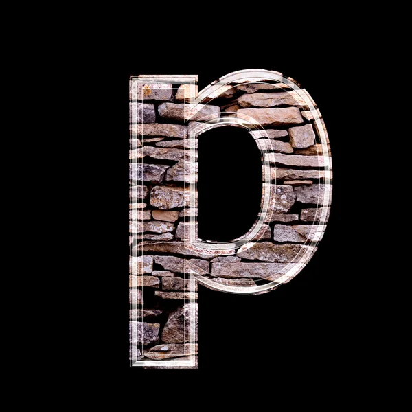 Stone wall 3d letter p — Stock Photo, Image