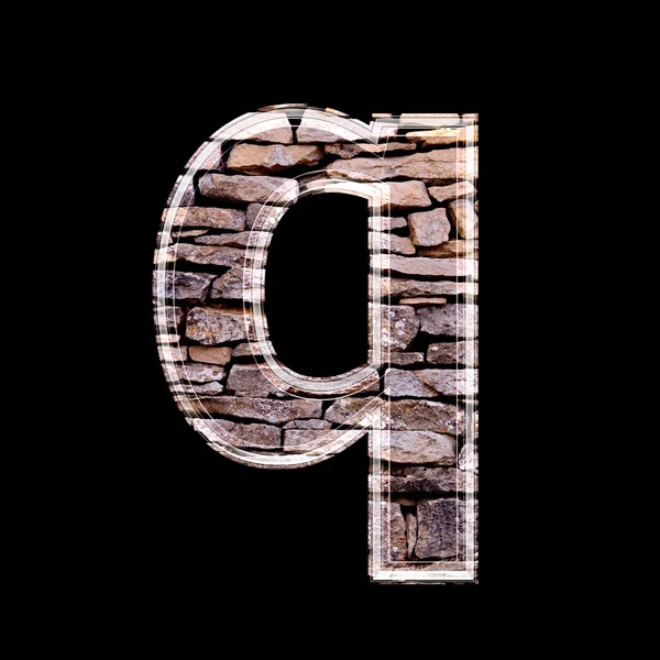 Kőfal 3D-s betű q — Stock Fotó