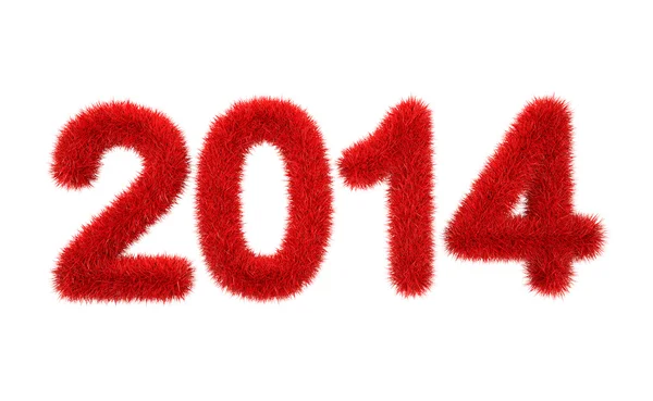 Ano Novo 2014 logotipo peludo 3d — Fotografia de Stock