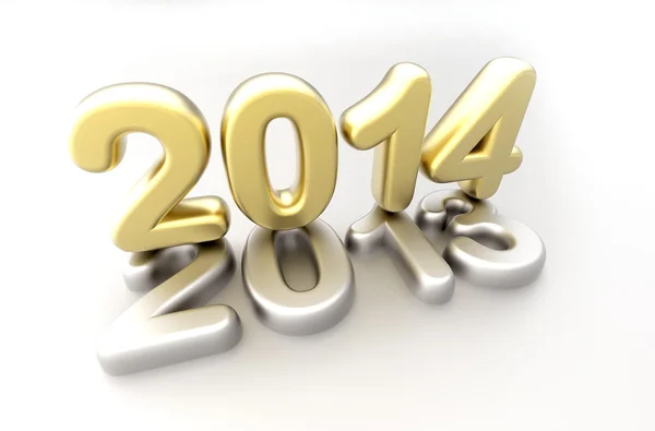 Nieuwe jaar 2014 concept - 3d render — Stockfoto