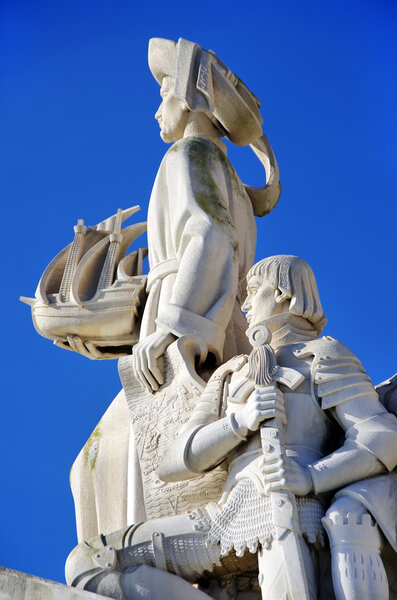 Sculpture on the Discoveries monument in Lisbon, Portugal