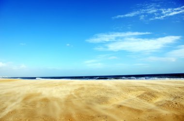 Wind on sand in Algarve beach, Portugal clipart