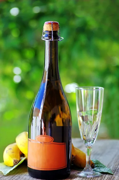 Flasche Champagner und Tasse — Stockfoto