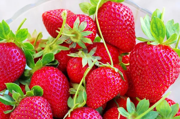 Fresas bayas en taza de vidrio —  Fotos de Stock