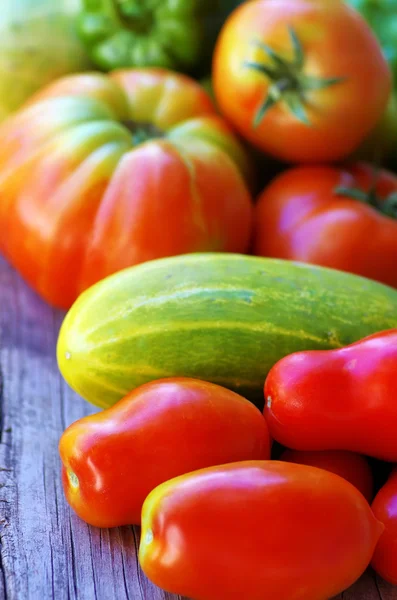 Tomatoes and cucumber — Stock Photo, Image