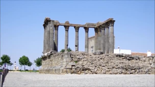Roman temple of Evora — Stock Video