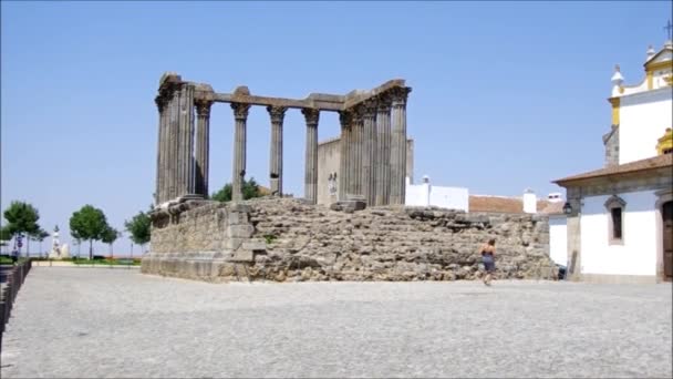 Templo romano de Evora — Vídeos de Stock