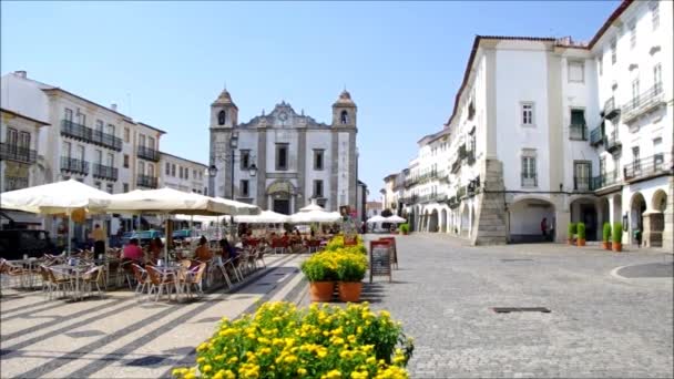 Plaza Giraldo, Evora en Portugal — Vídeos de Stock