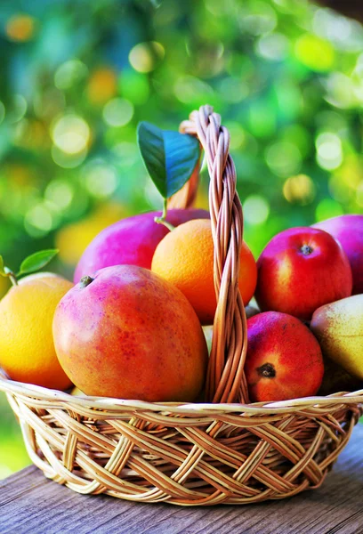 Frutas maduras en cesta — Foto de Stock