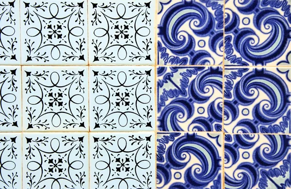 Carreaux portugais (Azulejos) à une façade à Olhao, Algarve — Photo