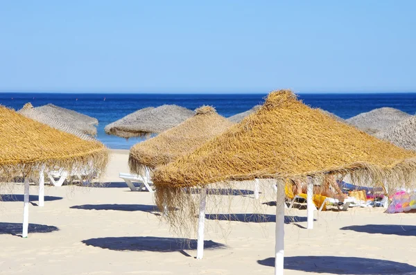 Beach umbrellas at Portugal Stock Picture