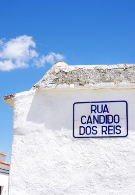 Street name sign in village at south of  Portugal  clipart