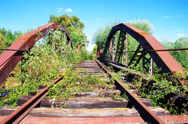 Övergiven järnvägsspår, på söder om portugal — Stockfoto