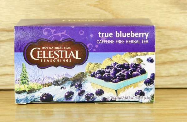 Box of celestial seasonings true blueberry tea — Stock Photo, Image