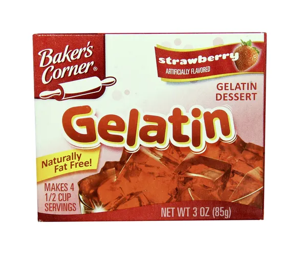 Box of Bakers Corner Strawberry Gelatin — Stock Photo, Image
