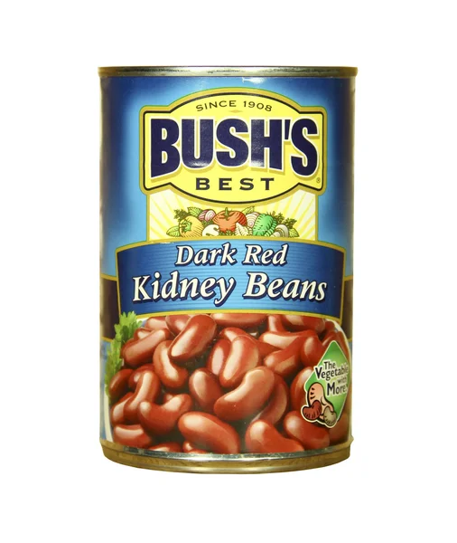 Банка темно-красных бобов Буша в почках — стоковое фото
