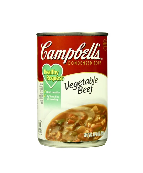 Can of Campbell's Vegetable Beef soup — Stock Photo, Image