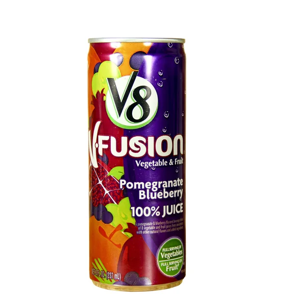 Lata de V8 V-Fusion Jugo de frutas y verduras —  Fotos de Stock